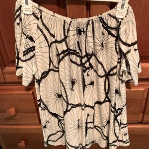Medium off the shoulder shirt with bicycle wheels